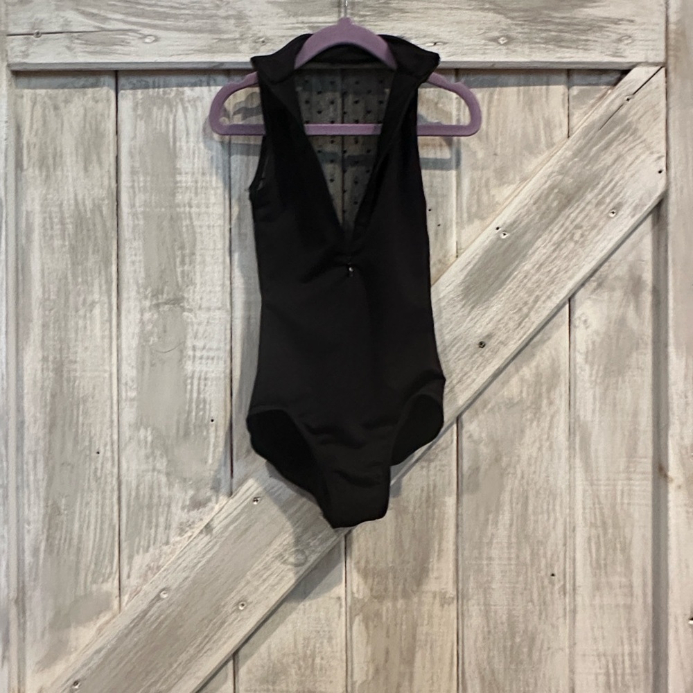 Girls' Black Sleeveless Zip-front One-Piece